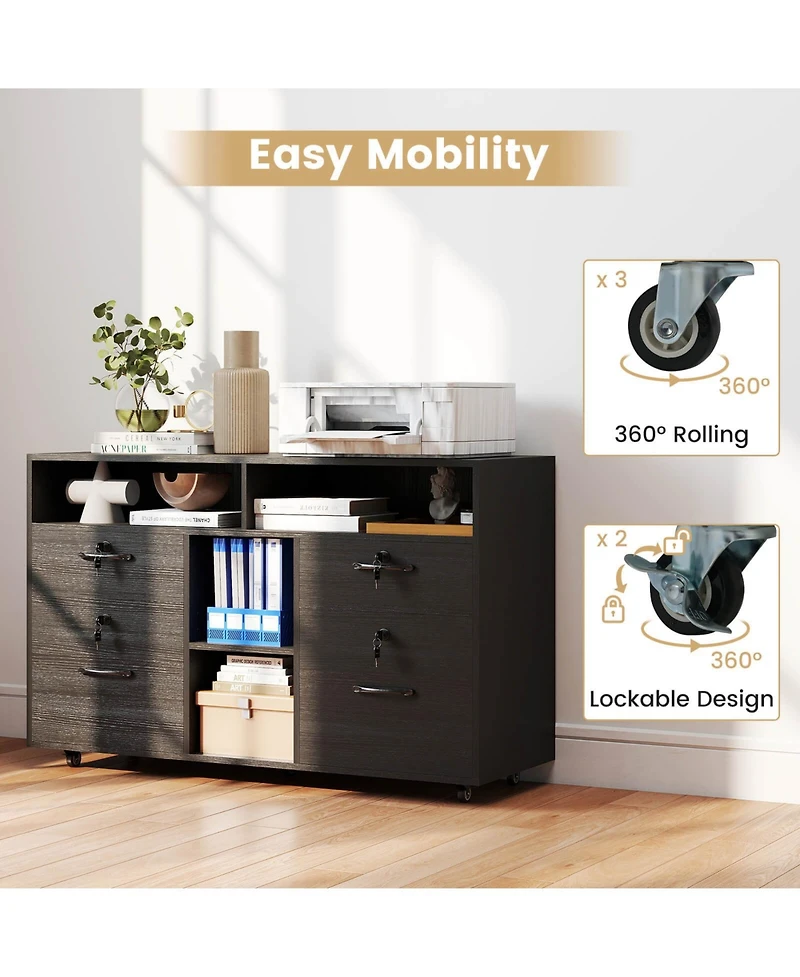 Costway File Cabinet with Lock 4 Drawers Fits Files A4/Letter Adjustable Shelf