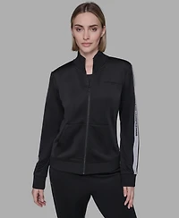 Karl Lagerfeld Paris Women's Logo Tape Zip Up Jacket