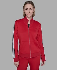 Karl Lagerfeld Paris Women's Logo Tape Zip Up Jacket