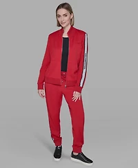 Karl Lagerfeld Paris Women's Logo Tape Zip Up Jacket