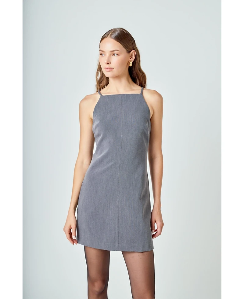 endless rose Women's High Neck Fitted Mini Dress