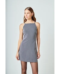 endless rose Women's High Neck Fitted Mini Dress
