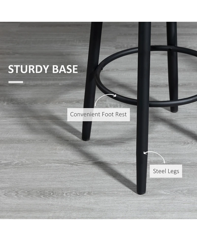 Homcom Modern Bar Stools, Set of 2 Swivel Kitchen Bar Chairs, Dark