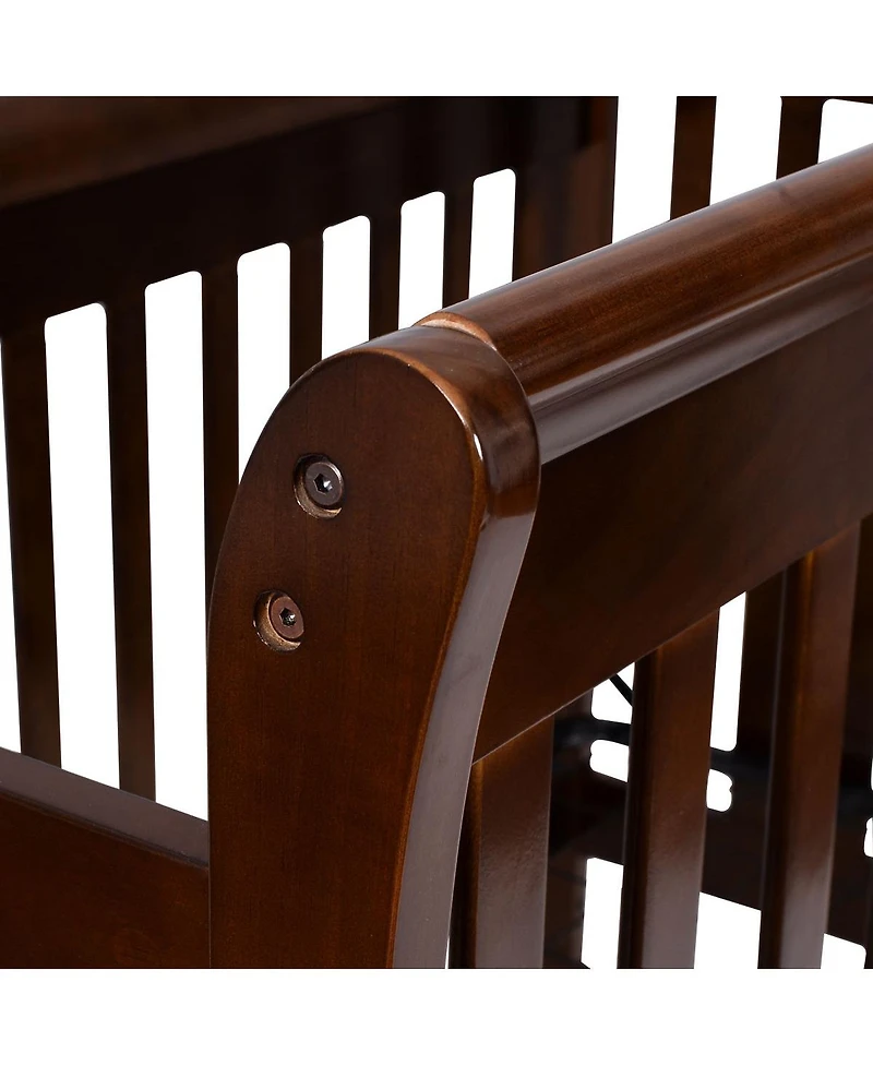 Costway Toddler Coffee Pine Wood Bed Crib Nursery