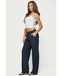 Edikted Womens Ayve Eyelet Waist Straight Leg Pants