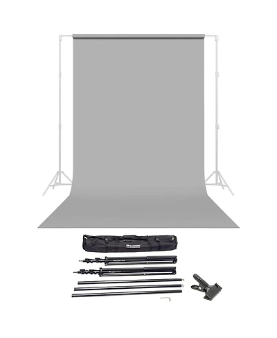 Savage Widetone Seamless Background Paper, 86" wide x 36' Focus Gray, #60 - Bundle With Flashpoint 10' Background Support System Air Cushioned,