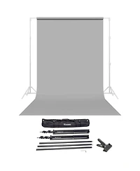 Savage Widetone Seamless Background Paper, 86" wide x 36' Focus Gray, #60 - Bundle With Flashpoint 10' Background Support System Air Cushioned,