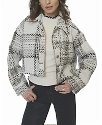 Central Park West Women's Billie Cropped Oversize Tweed Jacket