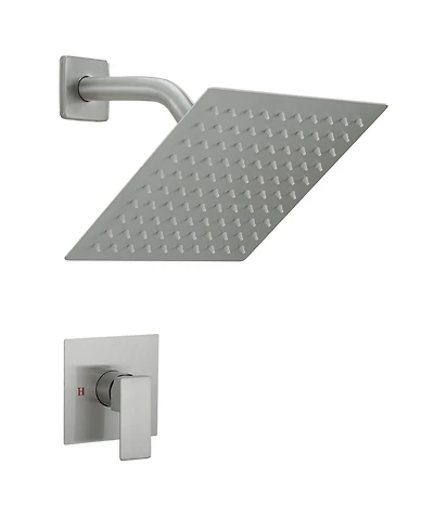 Greenspring Single-Handle 1-Spray Square Shower Faucet System with 10 in. Rainfall Head Brushed Nickel (Valve Included)