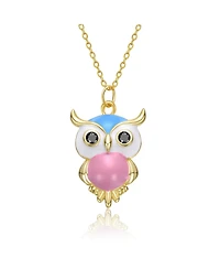 GiGiGirl 14K Gold Plated with Multi-Color Enamel Majestic Owl Design Pendant Necklace