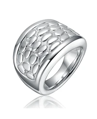 Genevive Sterling Silver Textured Pattern Ring