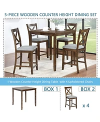Casainc 5 Piece Square Counter Height Dining Table Set with Chairs for Small Space