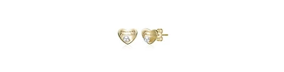 Rachel Glauber 14K Gold Plated with Mother of Pearl Heart Design Stud Earrings Engraving: "You are my heart forever"