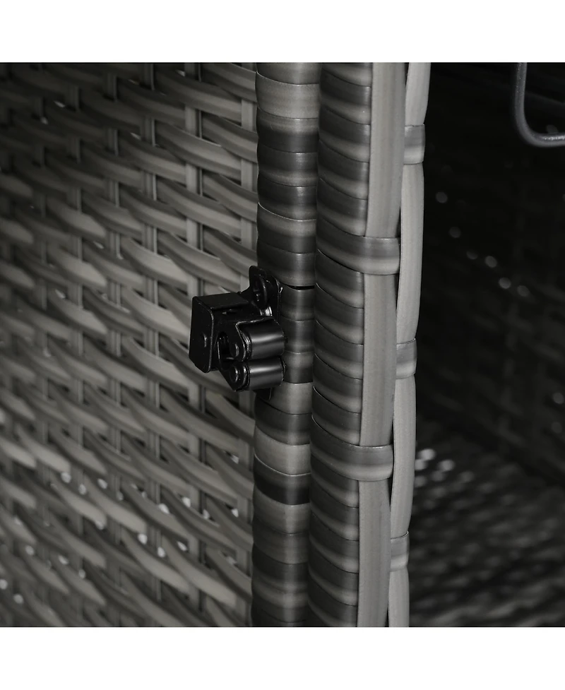 Slickblue Wicker Outdoor Grill Cart with Extended Table Top and Storage Cabinet