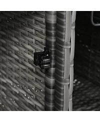 Slickblue Wicker Outdoor Grill Cart with Extended Table Top and Storage Cabinet