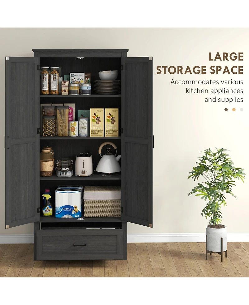 Slickblue Spacious Kitchen Storage Cabinet with Shelves for Pantry and Kitchen Organization