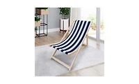 Slickblue Populus Wood Folding Sling Chair with Broad Stripe Fabric for Outdoor Lounging