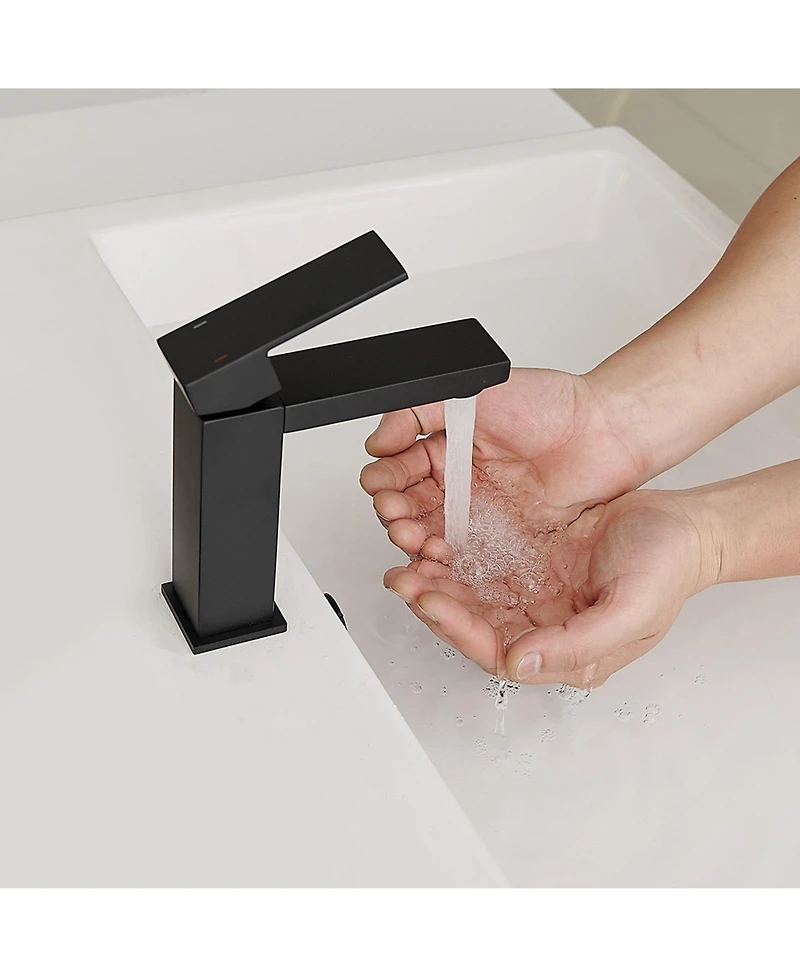 Greenspring Single Hole Single-Handle Bathroom Faucet with drain in Matte Black
