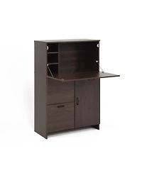 Casainc Desk Cabinet with Foldable Desktop, Storage Drawer and Shelves for Small Spaces