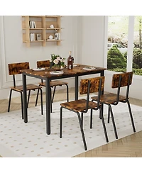 Casainc 5 Piece Dining Table Set with 4 Chairs, Metal Frame Kitchen for Small Space