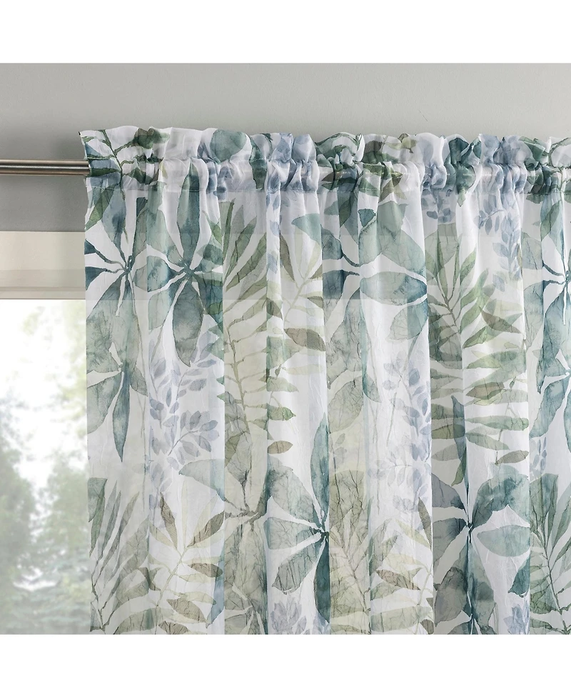 No. 918 Fauna Foliage Print Crushed Voile Sheer Rod Pocket Curtain Panel