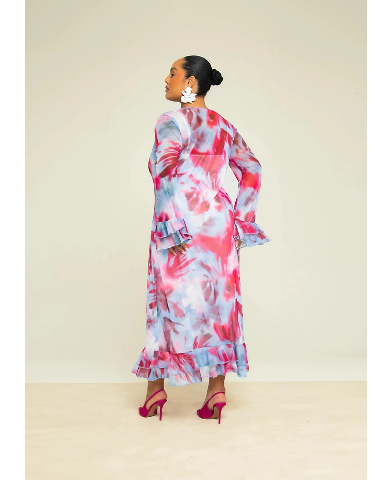 Fashion-szn Curve Women's Blurred Floral Maxi Dress