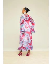 Fashion-szn Curve Women's Blurred Floral Maxi Dress