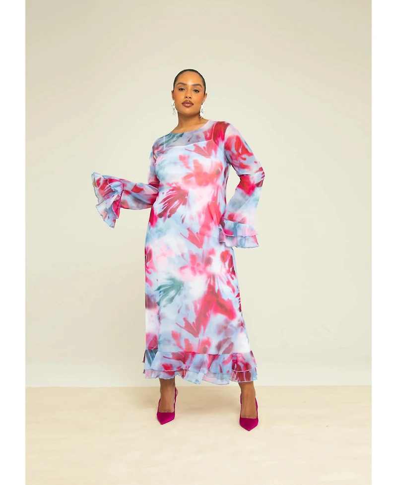 Fashion-szn Curve Women's Blurred Floral Maxi Dress