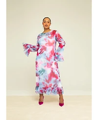 Fashion-szn Curve Women's Blurred Floral Maxi Dress