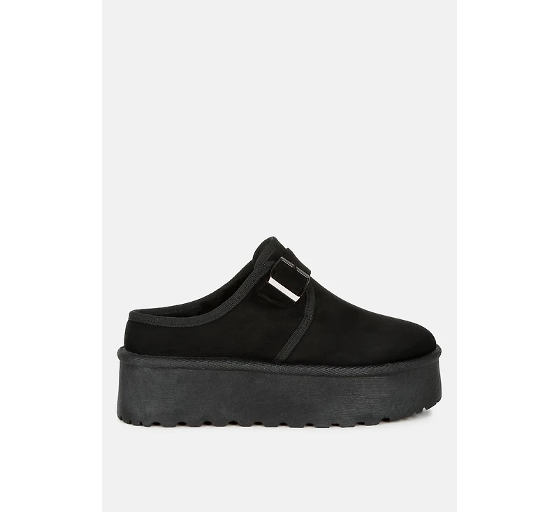 Mayfield Buckle Strap Fur Platform Classic Slip-On Women