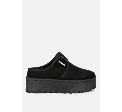 Mayfield Buckle Strap Fur Platform Classic Slip-On Women