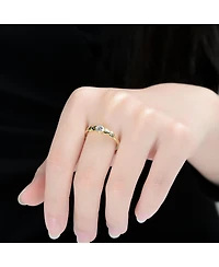 Rachel Glauber 14K Gold Plated with Clear Cubic Zirconia Heart Design Solitaire Ring