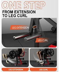 Mikolo Leg Extension and Curl Machine, Lower Body Special Leg Machine, Adjustable Leg Exercise Bench with Plate Loaded, Leg Rotary Extension for Thigh