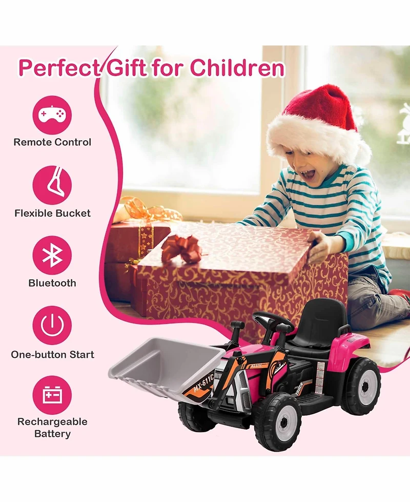 12V Battery Powered Kids Ride on Excavator with Adjustable Arm and Bucket