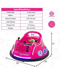 12V Electric Ride On Car with Remote Control and Flashing Led Lights