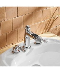 Greenspring 8 in. Waterfall Widespread 2-Handle Bathroom Faucet With Drain Assembly in Polished Chrome