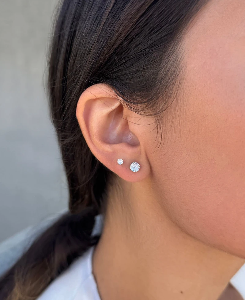 Adornia Sterling Silver Solitaire Stud Earrings Set