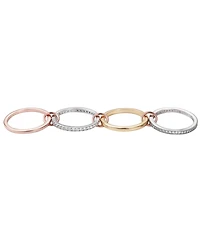 Adornia Mixed Metal Cubic Zirconia Connected 4-Piece Stack Ring