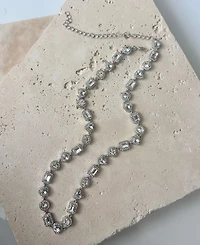 Adornia Silver Crystal Halo Heart Chain Necklace