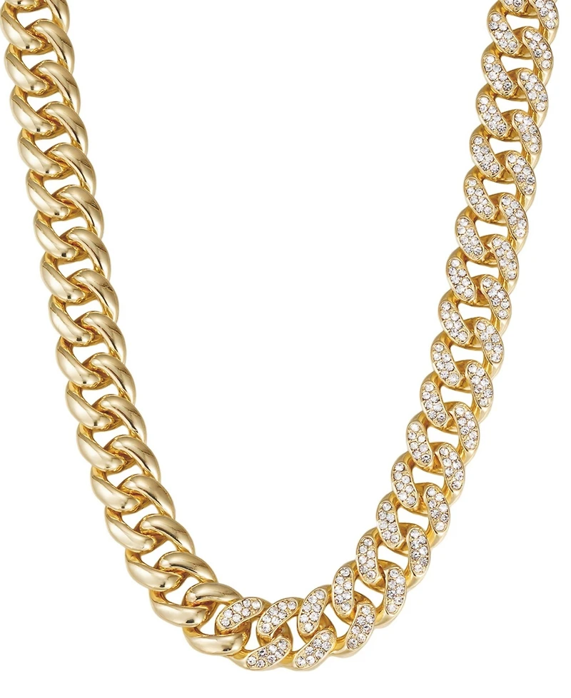 Adornia Gold Crystal Half Curb Chain Necklace