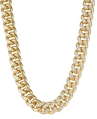 Adornia Gold Crystal Half Curb Chain Necklace