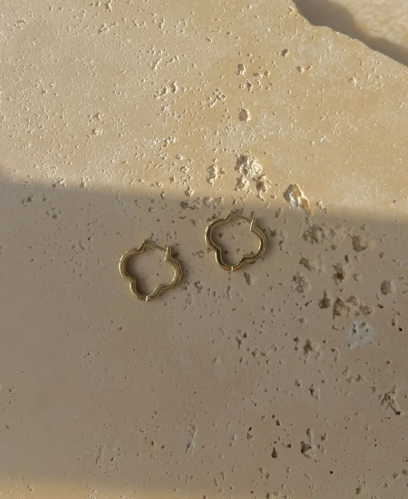 Adornia Gold Plated Clover Hoop Earrings
