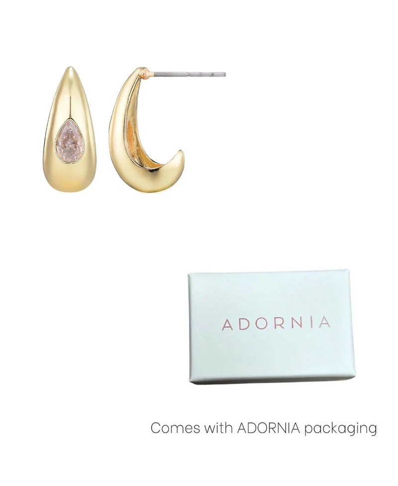 Adornia Gold Crystal Stone Pear Teardrop Stud Earrings