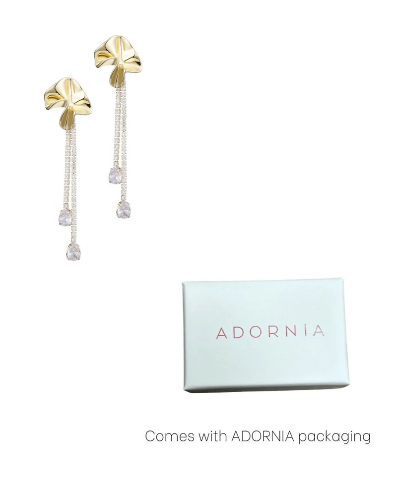 Adornia Gold Crystal Flower Tennis Drop Earrings