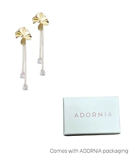 Adornia Gold Crystal Flower Tennis Drop Earrings