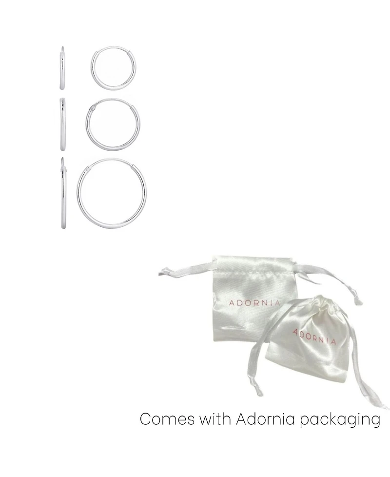 Adornia Sterling Silver Endless Hoop Earrings Set