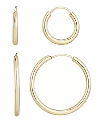 Adornia Gold Endless Hoop Earrings Set