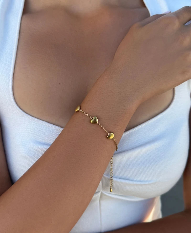 Adornia Tarnish Resistant Gold Heart Station Bracelet