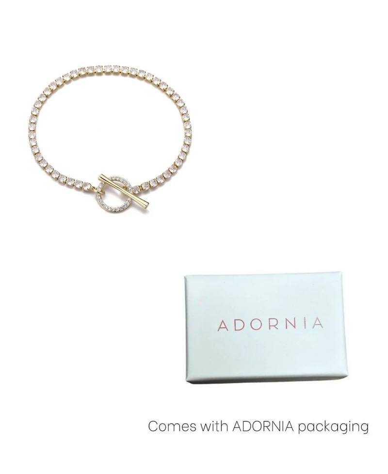 Adornia Gold Crystal Toggle Tennis Bracelet