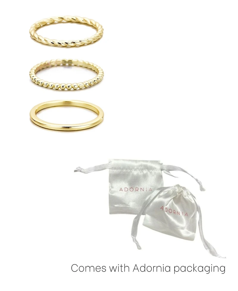 Adornia Gold Plated Thin Stacking Band Set